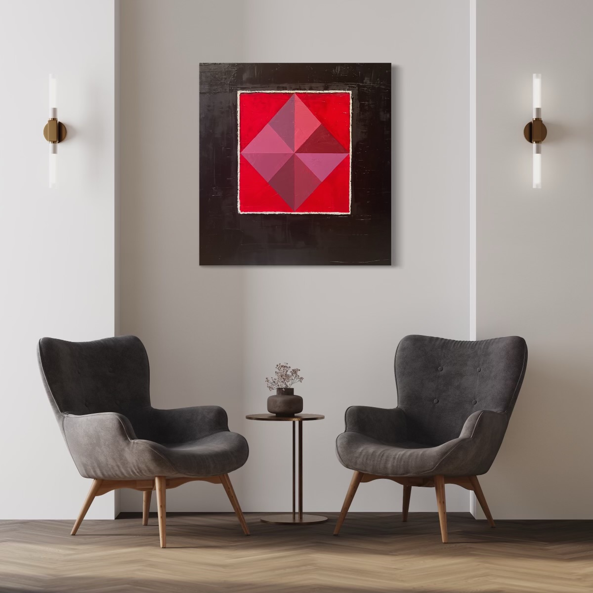 Red Geometry, 100 x 100